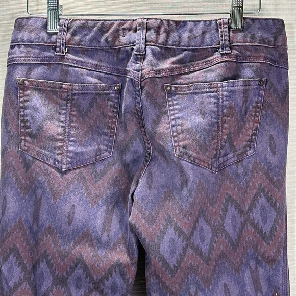 Free People Jeans Womens 30 Purple Cotton Stretch Geometric Aztec Print Tapered - Picture 6 of 8